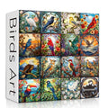 Stained Glass Puzzles for Adults 1000 Pieces, Bird Puzzles for Adults Flower with Cardinal Bird Parrot Hummingbird, Impossible Hard Challenging Jigsaw Puzzles - style: Stained Glass Bird Collection