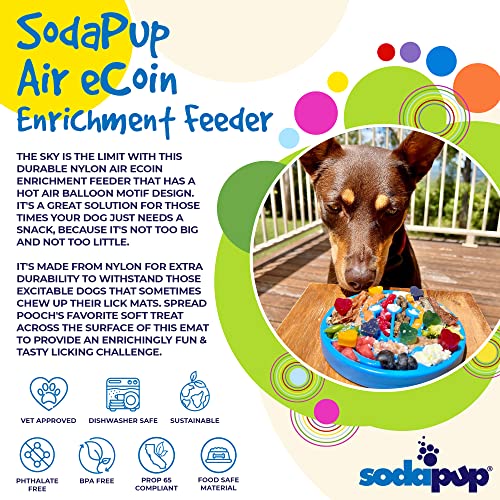 SodaPup Air eCoin – Durable Slow Feeder Tray Made in USA from Non-Toxic, Pet-Safe, Food Safe, Nylon Material for Mental Stimulation, Calming Nerves, Avoid Overfeeding, Promotes Fresh Breath & More - color: Blue eCoin Air