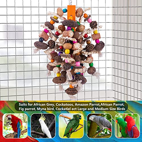 19.6" Large Parrot Bird Chewing Toys-Natural Nuts Corn Parrot Tearing Toy