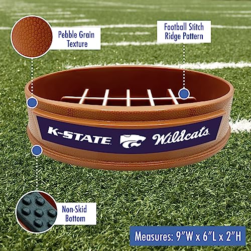NCAA Super-Bowl - Kansas State Wildcats Slow Feeder Dog Bowl. Football Design Slow Feeding Cat Bowl for Healthy Digestion. Non-Slip Pet Bowl for Large & Small Dogs & Cats - color: Kansas State Wildcats