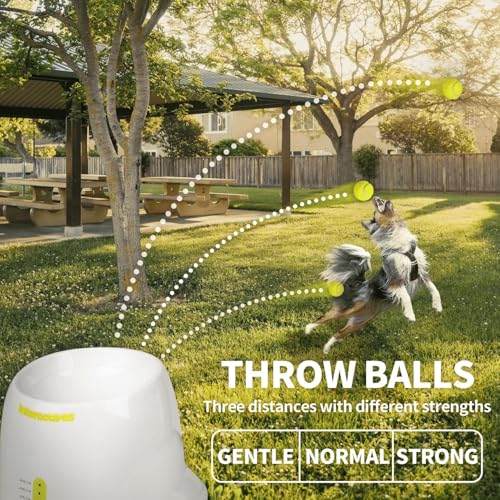 Automatic Dog Ball Launcher, Interactive Pet Toy for Dogs, Hands‑Free Tennis Ball Throwing Machine with Adjustable Distance, Includes 3 Standard Tennis Balls