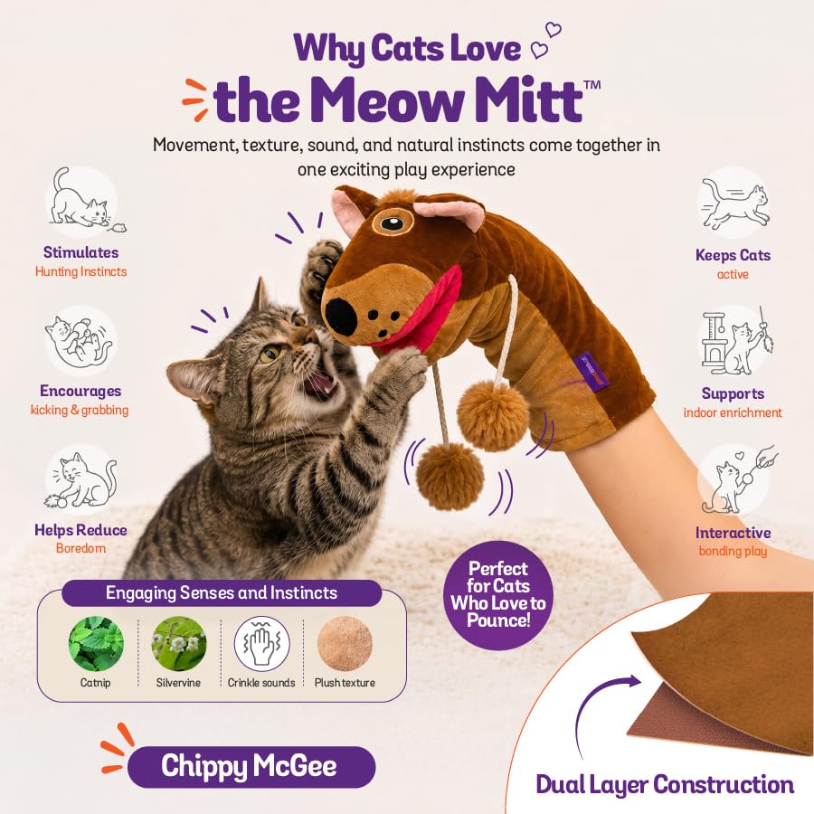Meow Mitt Wearable Cat Wrestling Glove Puppet - Squirrel - color: Squirrel