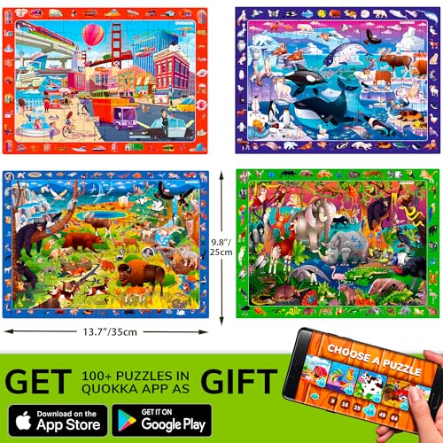 Jigsaw Puzzles for Kids Ages 4-6 - 4 x 60 Piece Kids Puzzles Ages 5-8 - color: Animals