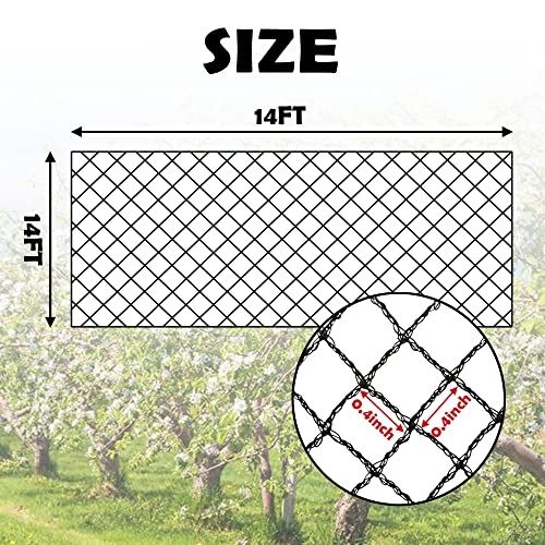 Bird Netting 14x14 Ft, 1/2In Mesh Garden Bird Netting, Fruit Tree Netting - size: 14x14ft-1/2in mesh