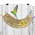 Bird Seagrass Mat 16 × 7" Parrot Natural Grass Woven Net Hammock Parakeet Climbing Rope Ladder Mat Chew Toys Cage Accessories for Pigeon Cockatiel Conure Budgie Cockatoo Rat Hamster - size: 1Pc 16" × 7"