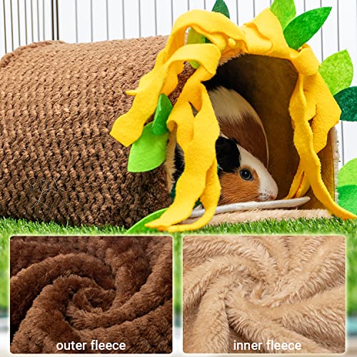 PAWNISAW Guinea Pig Hideout, Washable Fleece Tunnel House & Cage Tube - color: Brown