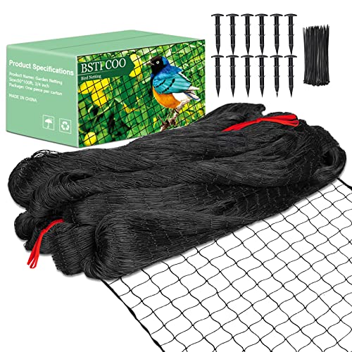 BSTPCOO Bird Netting 50'x100' with 3/4" Mesh Hawk Net for Chicken Run - size: 50'×100'-3/4''