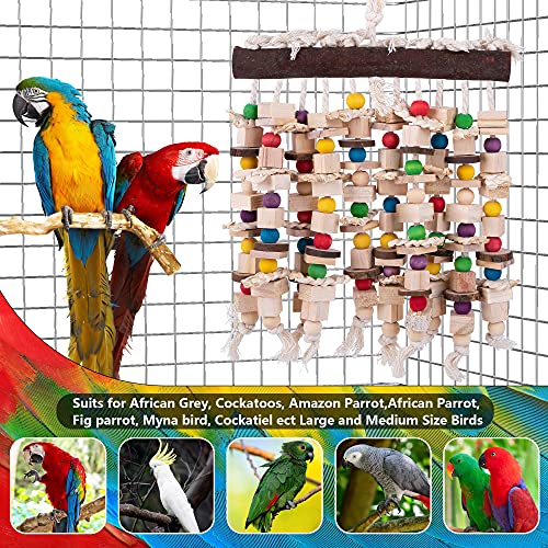 20.5"X 11" Large Bird Parrot Chewing Toy-Natural Wooden Parrot Tearing Toys - color: Natural
