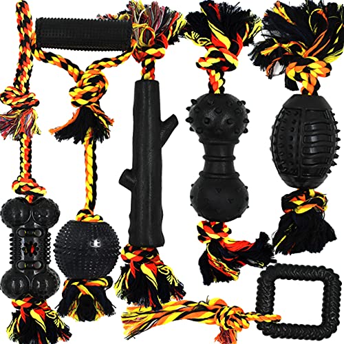 Yipetor Durable Dog Chew Toys 6 Pack, Cotton Rope Rubber Dog Toys - style: 6Pack-Medium Dogs