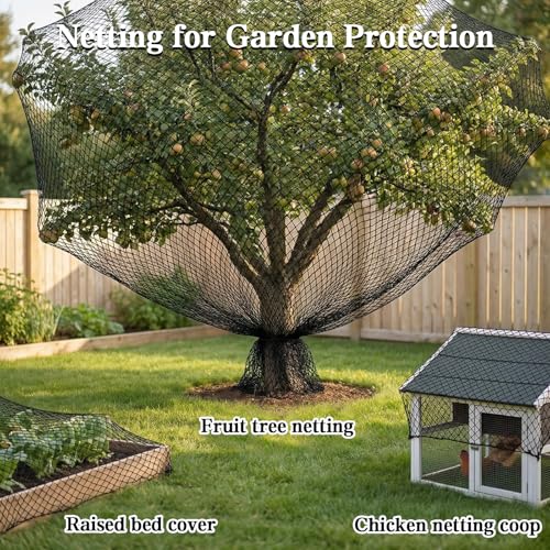 7.5 x 100 FT Bird Netting, 1/2" Mesh Garden Netting, 50PCS Zip Tie - size: 7.5 x 100 FT