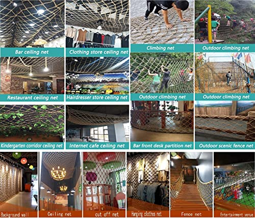 KACQIHTU Hemp Rope Net Kids Climbing Safety Net Child Safety Rope Netting Balcony Stairs Fence Garden Playground Protection Net Indoor & Outdoor Decor Rope Net - color: 6mm/8cm, size: 6.6X16.5ft