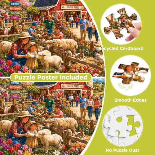 500 Piece Puzzle for Adults, Spring Petting Zoo Farm Puzzle 500 Pieces - color: Tourist Farm