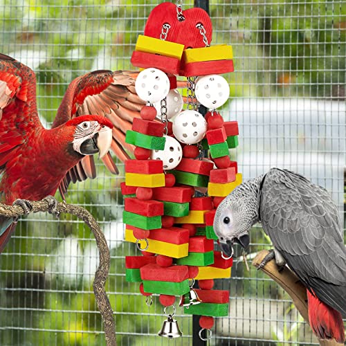 Large Bird Parrot Toys for Cockatoos African Grey Macaws Amazon Parrots - color: Red