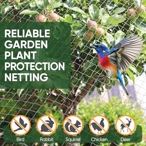 Bird Netting for Garden Protection, 7.5 X 65 FT, Woven Garden Netting Kit - size: 7.5X65 FT