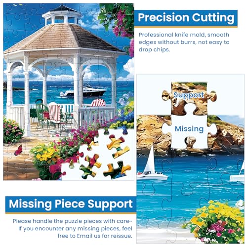 300 Piece Puzzle for Adults Kids,Ocean Beach Garden Landscape Jigsaw Puzzle - color: Ocean Beach