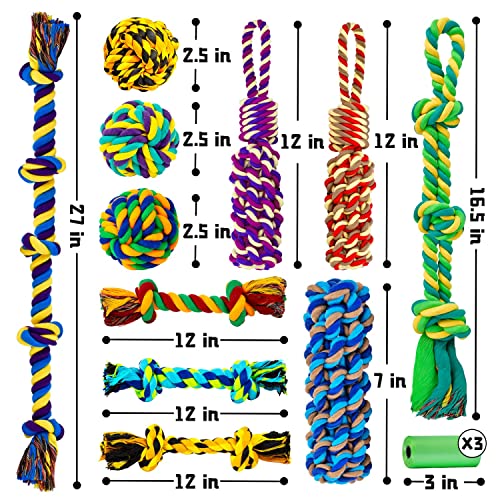 SHARLOVY Dog Rope Toy for Medium Dogs, 14 Pack Heavy Duty Dog Chew Toys - color: 14 Packs, size: Large
