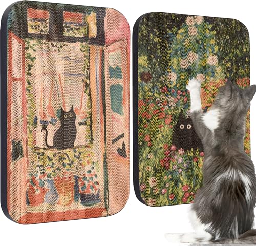 2 Pack Cat Wall Scratcher, Art Cat Scratching Board for Cats - color: Window & Garden