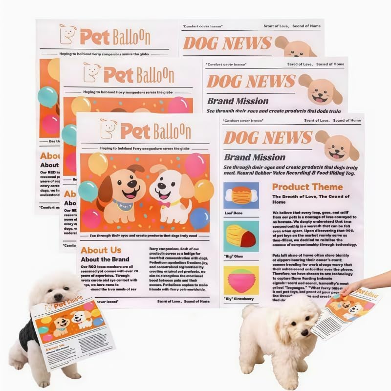 1 Pack Dog Newspaper Crinkle Toy with Built in Crinkle Sound Durable Chew Resistant Machine Washable for Puppies Small Dogs, White, S - color: White, size: S