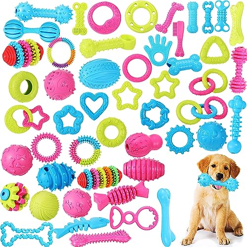Jenaai 50 Pack Teething Toys for Puppies, Soft Chew Dog Set Small Dogs