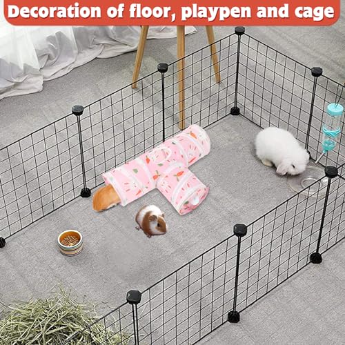 YUEPET Guinea Pig Tunnel, Guinea Pig Toys, 3-Way Play Tunnel Hideout, Pink - color: Pink