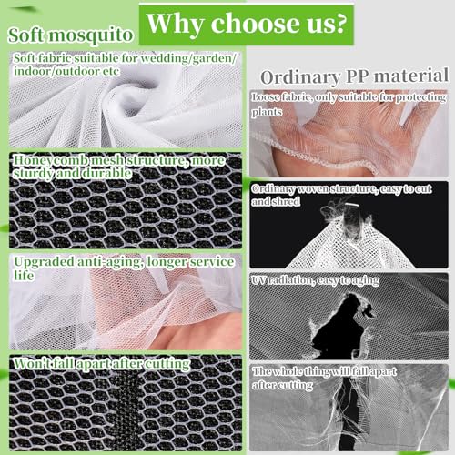 20 x 10 Ft Mosquito Netting for Garden Patio, White - color: White, size: 10 x 20 ft