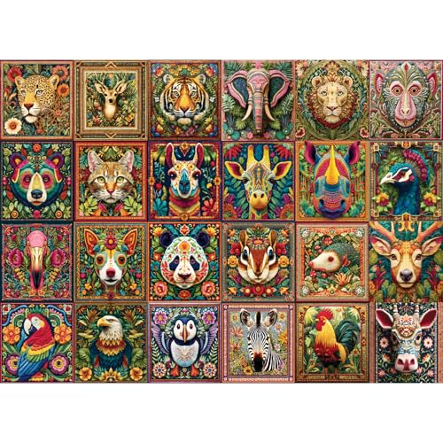 500 Piece Puzzles for Adults, Beautiful Wild Animals Puzzle - color: Knitted Animals