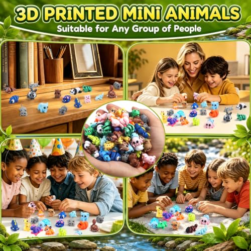 SCIONE 200 Pcs 3D Printed Animals, Cute Desk Decor for Kids - style: 200-Animals