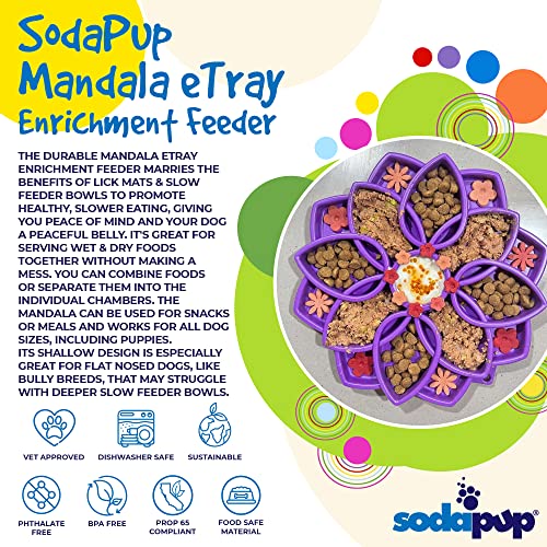 SodaPup Mandala eTray – Durable Slow Feeder Tray Made in USA from Non-Toxic, Pet-Safe, Food Safe Material for Mental Stimulation, Calming, Avoiding Overfeeding, Slow Eating, Healthy Digestion & More - color: eTray Mandala Purple