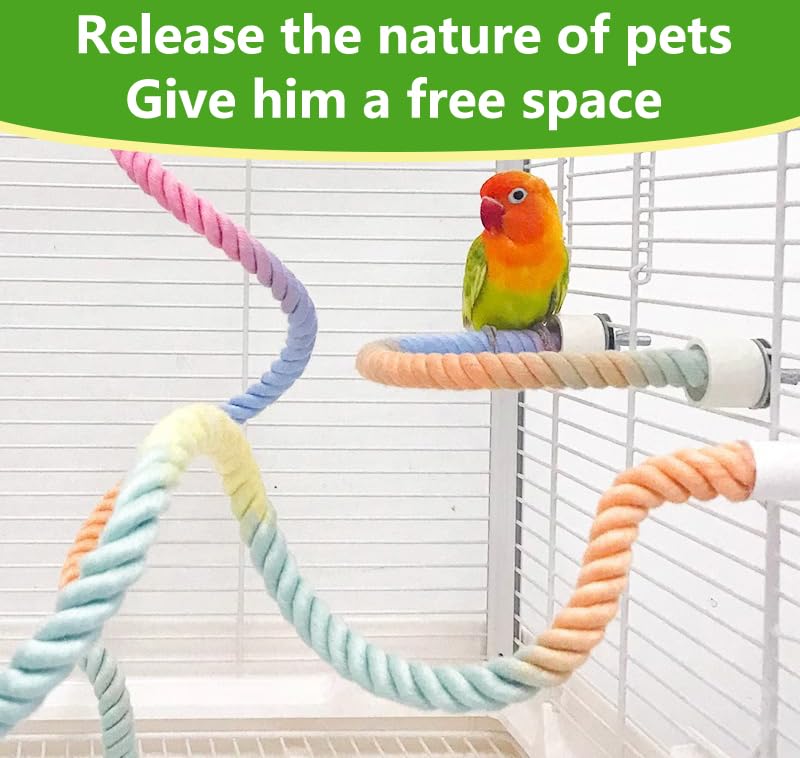 2Pcs Rope Perches for Bird Cages, Rope Perch for Parrots, Cockatiels & Parakeets, Bird Cage Accessories(L) - size: L(2pcs)