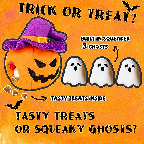 lilfrd Halloween Dog Toys, Pumpkin Ghost Hide & Seek Squeaky Toy - style: Pumpkin