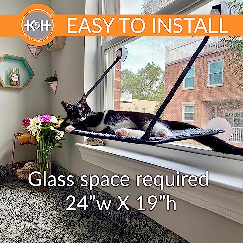 K&H Cat Window Perch, EZ Mount Kitty Sill - Fits 27in Wx23in H Glass Spaces - size: 12 X 23 Inches, style: No Bolster