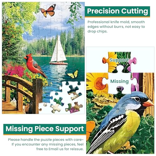 300 Piece Puzzles for Adults,Lake Cabin Jigsaw Puzzle for Adults Kids Elderly,Large Piece Countryside Puzzle for Kids Age 8-10 10-12,Challenging Landscape Puzzle,Family Game Great Gift 20.5x15in - color: Lake Cabin