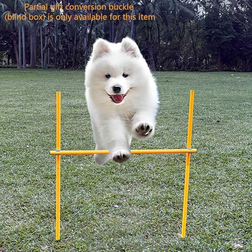 Dog Agility Equipment, Agility Poles, Dog Jumps, Outdoor Obstacle Course with 6 Weave Poles and Adjustable Jump Bar, Partial Gift Conversion Buckle (Blind Box) Yellow