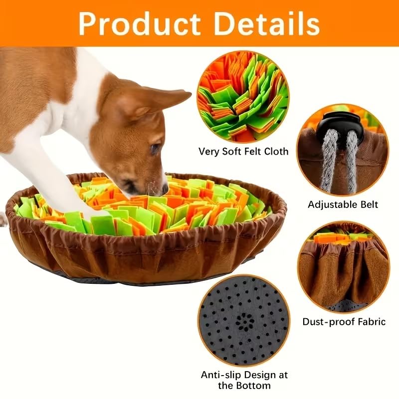 Pet Snuffle Mat for Dogs – Interactive Scent Training Pad, Round Slow Feeder for Boredom Relief, Encourages Natural Foraging Skills, No Batteries Needed, Indoor Outdoor Use, Green