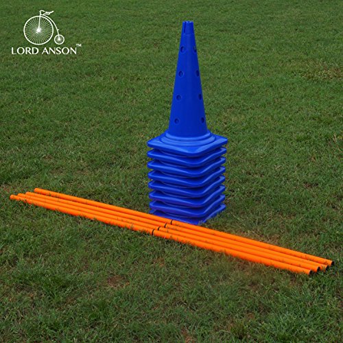 Dog Agility Hurdle Cone Set - Canine Training Set - Obedience, Rehabilitation - 16 Cones and 8 Rods - size: 16 cones / 8 rods