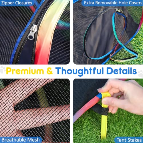 Outdoor Cat Enclosure 8-in-1 Portable Tunnels with Tent Cube Pop up Catio - size: Rainbow Black 8-in-1