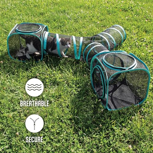 Kitty City Outdoor Catio Furniture and Play Kits for Cats, Three Way Tunnel - color: 3-Way Tunnel/Tent Combo