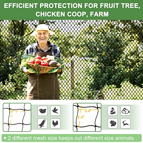 DQS Bird Netting 50' x 50', 2.4" Square Mesh Garden Netting, Poultry Net - size: 2.4", 50' x50'