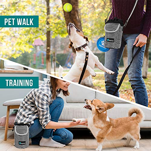 PetAmi Dog Treat Pouch, Large Hands-Free Training Bag, Stripe Black - color: Black