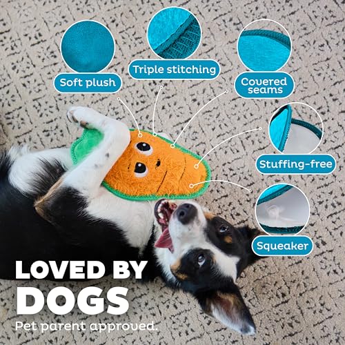 Outward Hound Tough Skinz Durable Chew Plush Squeaky Dog Toy, Carrot, 9.8" - color: Carrot, size: Medium