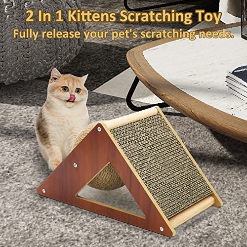 Fhiny Rabbit Scratch Ball, Sisal & Corrugated Paper Bunny Claw Grinding Toy - style: Triangle Scratch Toy