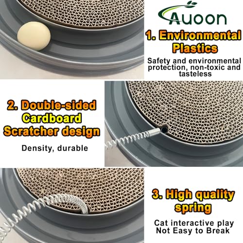 AUOON Cat Scratcher Toy with Ball Track for Indoor Cats and Kittens, Gray - color: Gray