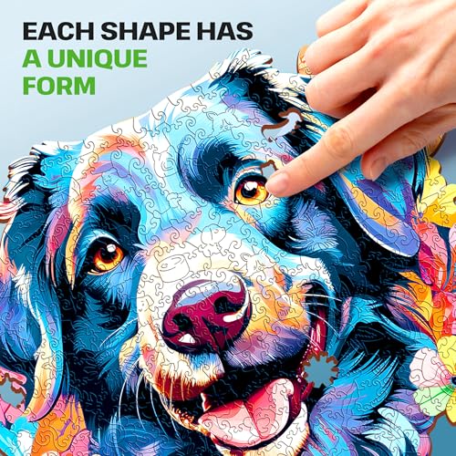 ESC WELT Wooden Dog Puzzle 200 Pieces - Captivating Mind Entertainment for Teens and Adults - Fun and Environmentally Friendly Toy - Challenging Jigsaw Game - Wooden Puzzle - color: Dog, size: 200 pcs