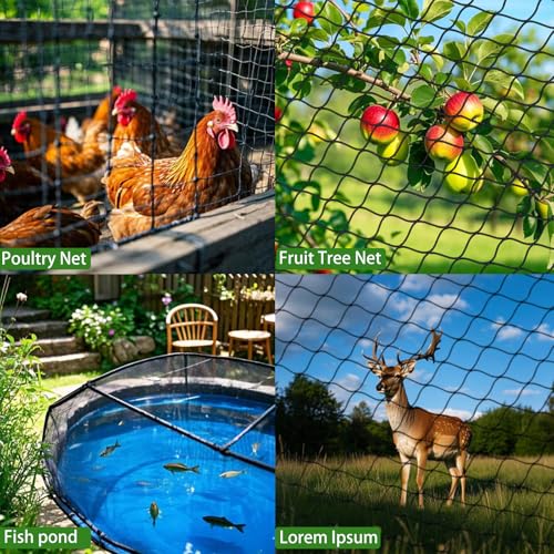 9 x 50 FT Bird Netting for Garden, 1" Square Mesh Size Heavy Duty Nylon Chicken Coop Netting for Blueberry Bushes, Fruit Trees and Vegetable Against Birds, Deer, Squirrels (9X50FT) - size: 9X50FT