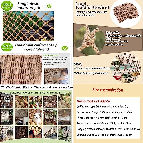 KACQIHTU Hemp Rope Net Kids Climbing Safety Net Child Safety Rope Netting Balcony Stairs Fence Garden Playground Protection Net Indoor & Outdoor Decor Rope Net - color: 10mm/10cm, size: 6.6X9.8ft