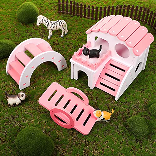 Skylety 3 Pieces Fun Hamster Guinea Pig Hideout Kit, Small, Pink - color: Pink, size: Small
