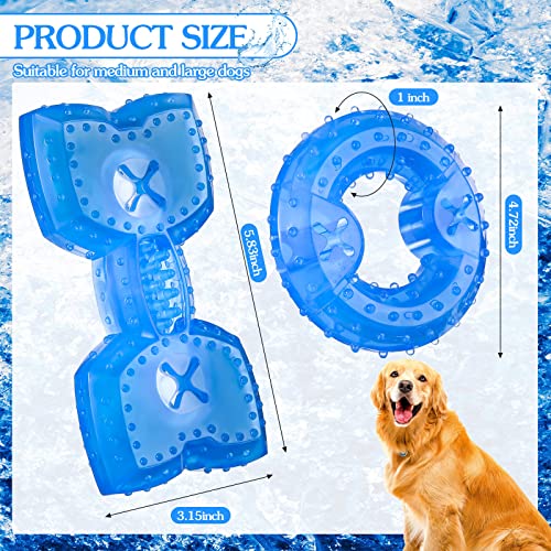 Hungdao 2 Pcs Freezable Puppy Teething Toys Ice Ring, Freezable Dog Toy