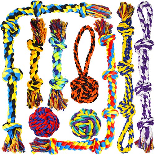 SHARLOVY Large Tough Chew Toys for Aggressive Chewers, 9 Pack Dog Rope Toys - color: 9 Packs, size: Large