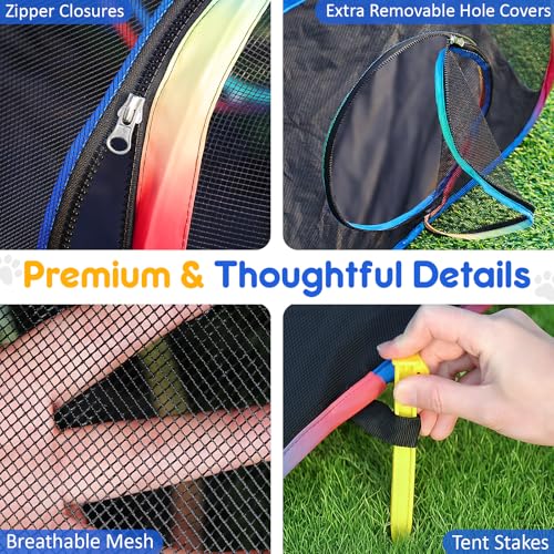 Outdoor Cat Enclosure 5-in-1 Portable Tunnels with Tent Cube Pop up Catio - size: Rainbow Black 5-in-1