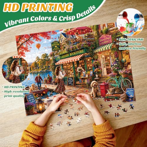 500 Piece Puzzles for Adults,Autumn Lakeside Bookstore Jigsaw Puzzles - color: Lakeside Bookstore
